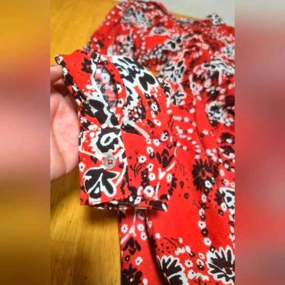 Free People Vibrant Red and Black Floral Dress - Picture 11 of 12